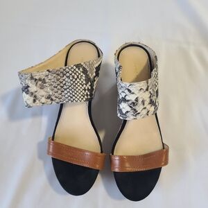 Stylish Women's Snakeskin and Brown Sandals
